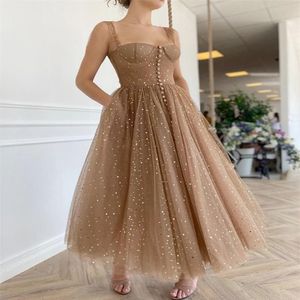 Glittering Stars Sequined Prom Dresses A Line Sweetheart Short Prom Dress Ankle Length vestidos de coctel
