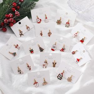 Stud Earrings CANNER 2022 Christmas Small Gift 925 Silver Needle Socks Bell Elk Tree For Girl Women Cute Jewelry