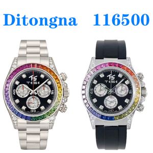 KV Южная Африка Rainbow Diamond Luxury Watch Business Mens 904L из нержавеющей стали резиновые часы Rose Gold Мода Автоматическое оборудование время дайвинг панда сапфир 1 6500