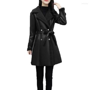 Женская кожа прибытие 20222winter Women's Pu Coats Lambswool Plus Size Overcoats Belt Женские густые верхние одежды Lady Faux Fur Jackets