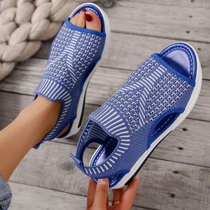 Sandals Flying Stitching Sports Women's 2022 Summer Korean Version Mesh Hollow Shoes Casual Thick-soled Pl