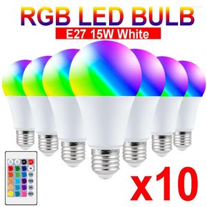 LED Bulb Lights 15W RGBW Light Lampada Changeable Colorful Lamp With IR Remote Control