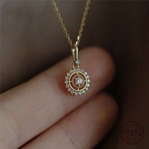 Pendant Necklaces Hi Man 925 Sterling Sier Plating 14K Gold Korean Small Retro Disc Necklace Women Fashion Glamour Party Jewelry Dro Smtzg