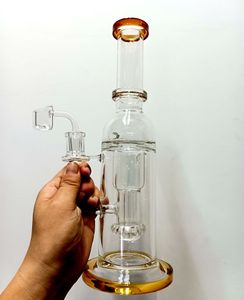 Golden Glass Water Bong Hookahs Oil Dab Rigs Shisha Smoking Pipes with Percolator Shisha