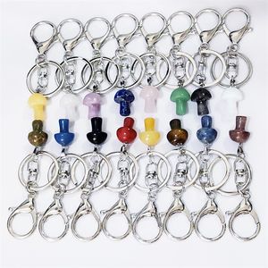 Mini Cabelo de lagosta da est￡tua Mini an￩is -chave naturais Charms esculpidos Keychains Curadores Chaceiros de cristal para mulheres homens