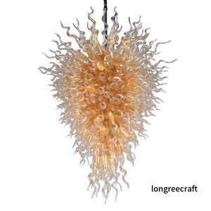 2022 New Design Gold Glass Chandeliers Lamps for Dining Room Art Murano Style Glass Chandelier with LED Bulbs Light Made in China Hanging Fixture Decor LR380