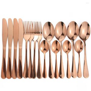 Conjuntos de utensílios de jantar 16pcs de talheres brilhantes conjunto de talheres de talheres de talheres de cobre Rosy Forks Spoonsdrop Spoonsdrop