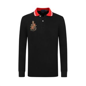 New style embroidered long sleeved shirt British men's T-shirt youth leisure sports Europe and America bottomed pure cotton