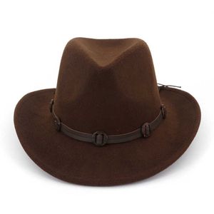 Beanie/Skull Caps Western Cowboy Cowgirl Fedora Hats with Leather band Men Women Wide Brim Sunhat Felt Jazz Panama cap Trilby Party Fedoras T221013