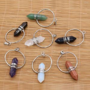 Charms Natural Stone Pendant Section Metal Alloy Semi-Precious For Jewelry Making DIY Necklace Bracelet Anklet Earrings Accessory