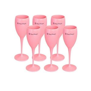 Bicchieri da vino champagne in acrilico 180ml Acrilico infrangibile Veuve Pink Orange Champagne Flutes Tazze per bicchieri da matrimonio per feste all'ingrosso