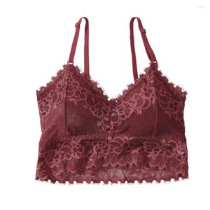 Bustiers Korsetts Damen Sexy Spitze Wireless Bralette Fitness Unterwäsche Push Up BH Blumenmuster Dessous Plus Size Top