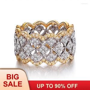 Wedding Rings Luxury Wide Circle Women Band Rose Gold Silver Color Fashion Small Round Zircon Cz Ring Jewelry