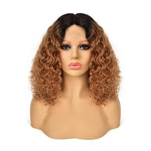 ヘッドウェアヘアアクセサリーYbrwig Direct Factory Price Brazilian Human Hair13x4x1 Deep Wave Kinky Curly Lace Front Wigs Cuticle Aligned Hair Wig