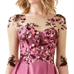 Festklänningar älskling prom klänning rosa kväll 3d blommig applikation tyll a-line brud för kvinnor golvlängd vacker