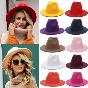 Feanie/crânio Caps Gemvie Autumn Winter Womens Fedora Hat Luxury Man Hats Chapéus de Casamento da Igreja Vintage Para Mulheres Elegantes Chapéus Fascinadores 19 Cores T221013