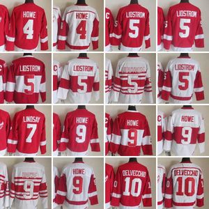 1926-1999 Movie Retro CCM koszulka hokejowa haft 5 Nicklas Lidstrom 9 Gordie Howe 4 Gordie Howe 7 Ted Lindsay 10 Alex Delvecchio Vintage koszulki