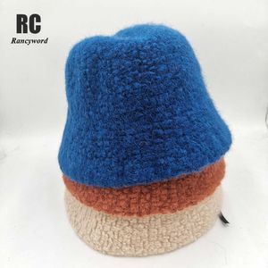 Mütze/Skull Caps Panama Winter Kaninchenfell Wollhüte für Frauen Eimer Hut Pompom Ohrschutz Mütze Eimer Hut Pelz Kappe T221013