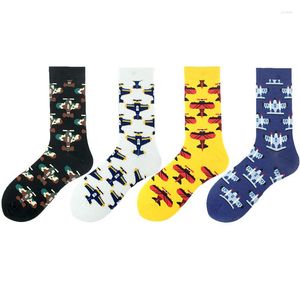 Men's Socks Casual Breathable Men Plane Cartoon Fashion Creative Sox Cotton Winter Set Warm From The Factory Drop Contact Us