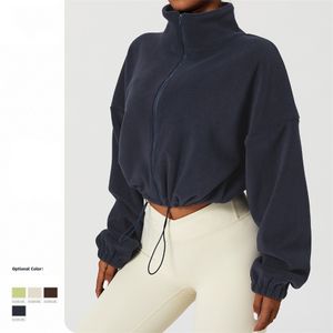 lu yoga Abbigliamento outdoor maglione in lana d'agnello cappotto sportivo colletto autunnale femminile sciolto più giacca casual calda in pile Si prega di controllare la tabella delle taglie per acquistare