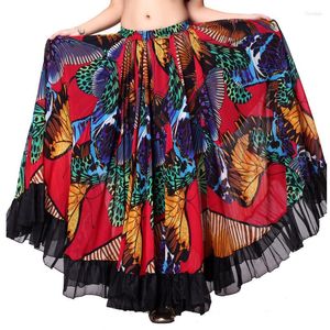 Stage Wear Tribal Belly Dance 2022 Performance Gypsy Skirt Butterfly Full Circle Flamenco Gonne da donna in chiffon