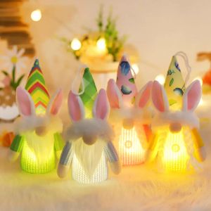 DHL Easter Gnome Ornamenti appesi Decorazioni di coniglietti pasquale per le vacanze alberi per la casa esterna decorazione per casa per casa peluche con luci