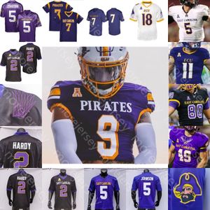 East Carolina Pirates ECU Camisa de futebol NCAA College Mason Garcia Holton Ahlers Jaylen Johnson Rahjai Harris Julius Wood Bond Edwards III Garner Jones Mitchell