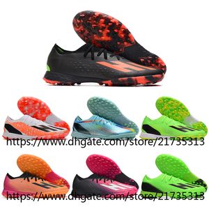 Presentväska kvalitet Mens Soccer Boots Football Cleats Trainers Soccer Shoes Indoor Turf Mjuk läder Bekväm fotledsrosa Orange Black Red X Speedportal.1 TF US6.5-11.5