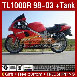 Tankmässor för Suzuki TL-1000R SRAD TL-1000 TL 1000 R 1000R 98-03 Kroppsarbete 162NO.108 TL1000R 1998 1999 2000 01 02 03 TL1000 R 98 99 00 2001 2002 2003 Fairing Stock Red Blk