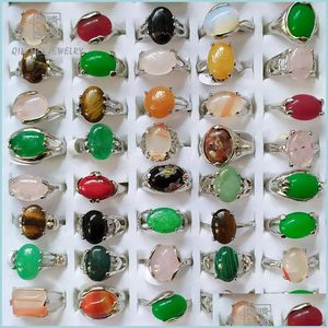 Band Rings Fashion 30 Pieces/Lot Rainbow Stone Ring Mix Style Designs Womens Natural Jewelry Gift 635 Q2 Drop Delivery 2022 DHS13