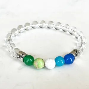 Strang MG1647 Sternzeichen-Armband Schütze, 8 mm, klarer Quarz, grüner Chakra-Stein, Yoga-Handgelenk-Mala, natürlicher Edelstein-Schmuck