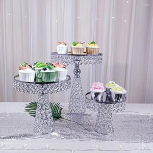 Bakeware Tools 1Pcs-3Pcs Crystal Cosmetic Makeup Tray Jewelry Trinket Plate Organizer Vanity Mirrored Decorative Cupcake Stand