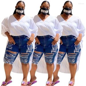 Women's Jeans Women's Wholesale Dropshpping Plus Size Women Design Thin Casual Ripped Wild Stack Knee Length