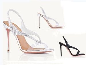 Aquazzuras PVC designer sandali da donna Izzy Plexi Sandal Heels crysta fibbia party abito da sposa scarpe tacco sexy cinturino posteriore suola in pelle sandalo BOX 35-43