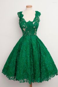 Festklänningar S141 i Fasion Green Scoop-Neck Natural Over-Knee Lace Homecoming Dresses/Women Formal Prom Clows Girl