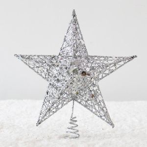 Juldekorationer Rödguld Silverträd Toppstjärna Bröllop 3 färger Glitter Home Garden Metal Sequins Ornament Dekor