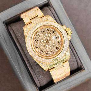 Full Diamond Gold Watches 40mm Mens Womens Luxury ETA 2824 Mechanical Automatic Movement Watch 904L Steel Case Bracelet 200M Waterproof Luminous Wristwatches