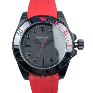 MAD Mens Watch Red Rubber Strap 2813 Automatic Movement Sapphire glass Wristwatches Volcanic black dial Steel Case Watches