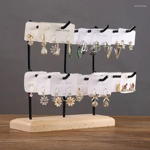 Jewelry Pouches Earrings Display Stand Wooden Base Steel Organizer Necklace Ring Storage Rack Hook Up Holder Boxes Store Decor