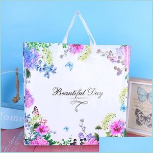 Borse per la conservazione Negozio di plastica Borsa per imballaggio Abbigliamento Ornamento Borse per imballaggio da donna Moda donna Fiori Farfalle Borse Beautif Drop D Dhb3T