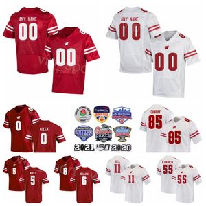 NCAA Wisconsin Badgers Jersey College Football University 5 Graham Mertz 0 Braelon Allen 1 Chez Mellusi 11 Skyler Bell 55 Maema Njongmeta 85 Candiful