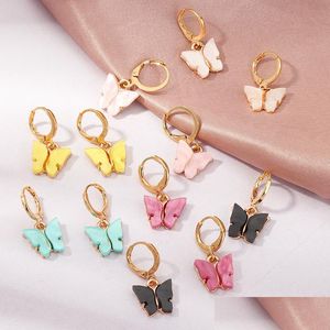 Dangle Chandelier 10Pairs New Women Dangle Earrings Fashion Color Acrylic Butterfly Animal Sweet Colorf Stud Girls Jewelry 63 T2 Dro Dhu2B