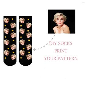 Meias masculinas 3D DIY Impresso personalizado personalizado feminino esportivo harajuku Estrela engraçada Design de arte colorida Long Sock Grete de Natal