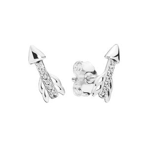 Серьги Sparkling Arrow Stud Women Girls 925 Серебряные свадебные ювелирные украшения с оригинальной коробкой для подруги Pandora Gift Set Set Factory Wholesale