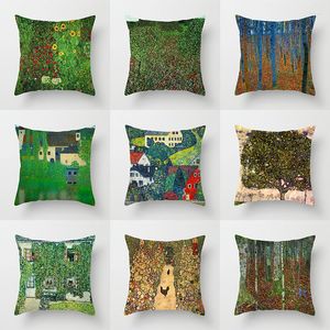 Pillow Olej Maloint Temat Plant Tropical Landscape Jungle Trees Cover Home Sofa Dekoracja