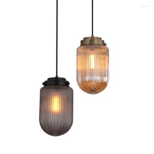 Pendant Lamps Nordic Vintage Stained Glass Lamp Dinning Room Hanging Lights Kitchen Lighting Fixture Loft Industrial Suspension Decor