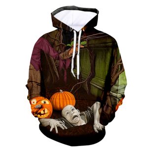 Moletons masculinos moletons outono/inverno Novo 3D Hallowmas Print European e American Loose Pullover 061