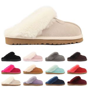 2022 Men Women Winter Slippers Slides Sandals Designer Fur Sliders Slip-On Flip Flops Chestnut Black Grey Keep Warm Thick Bottom Mens Slipper Slide Sandal Scuffs 34-45