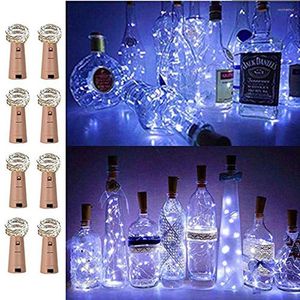 Corde Confezione da 8 luci per bottiglie Tappo in sughero per bottiglie di vino 2m 20 LED Filo di rame Fata Decorazione fai da te per interni/esterni Bianco