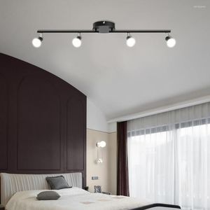 Ceiling Lights 4Head Light GU10 Base Rotatable Angle Adjustable Lamp Black Silver For Living Room Bedroom AC90-260v Lighting